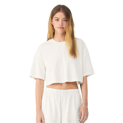Vintage White - Front - Bella + Canvas Womens-Ladies Heavyweight Crop T-Shirt