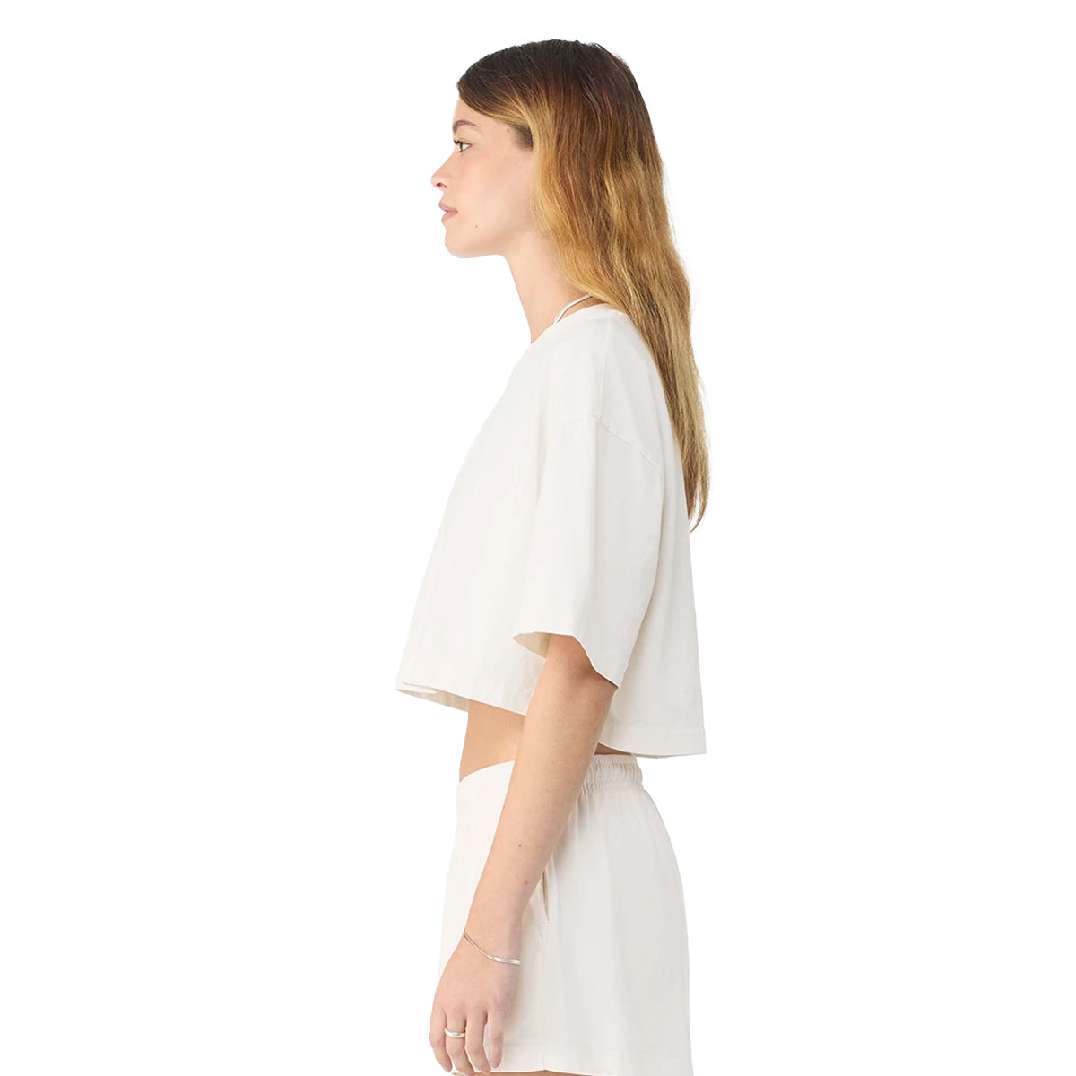 Vintage White - Side - Bella + Canvas Womens-Ladies Heavyweight Crop T-Shirt
