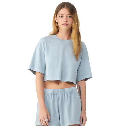 Washed Denim - Front - Bella + Canvas Womens-Ladies Heavyweight Crop T-Shirt