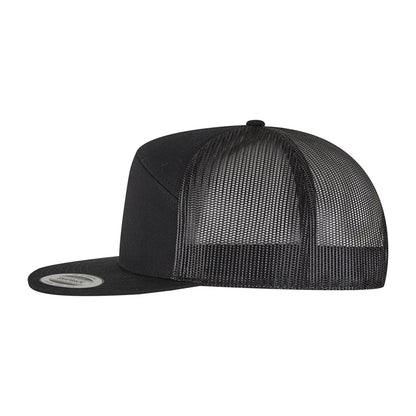 Black - Side - Flexfit Yupoong 7 Panel Trucker Cap