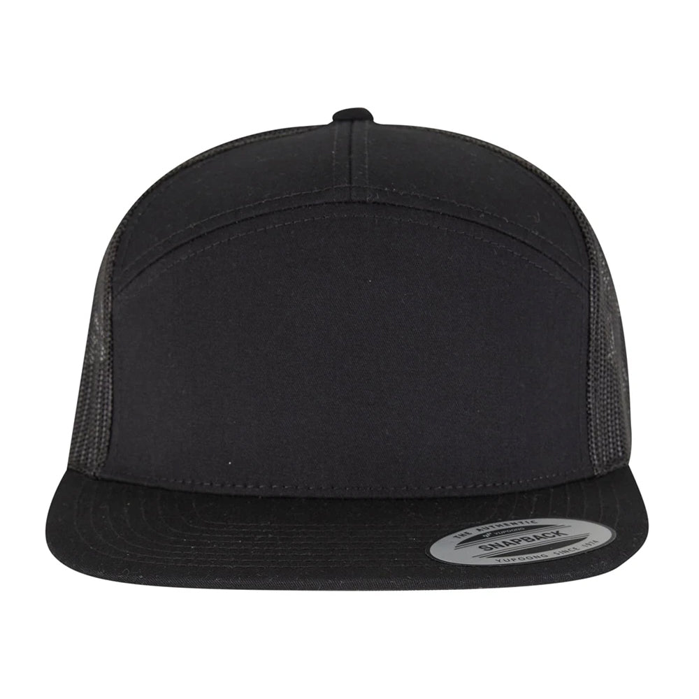 Black - Pack Shot - Flexfit Yupoong 7 Panel Trucker Cap
