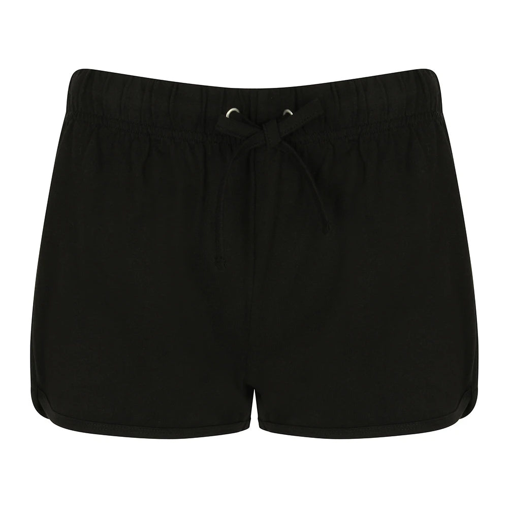 Black - Front - SF Womens-Ladies Retro Shorts