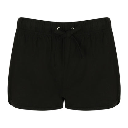 Black - Front - SF Womens-Ladies Retro Shorts