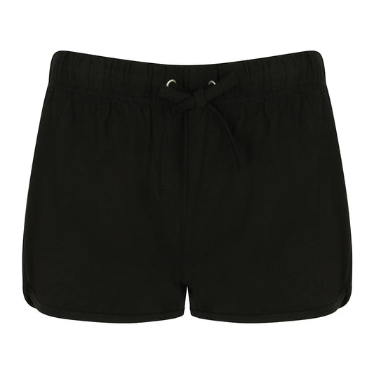 Black - Front - SF Womens-Ladies Retro Shorts