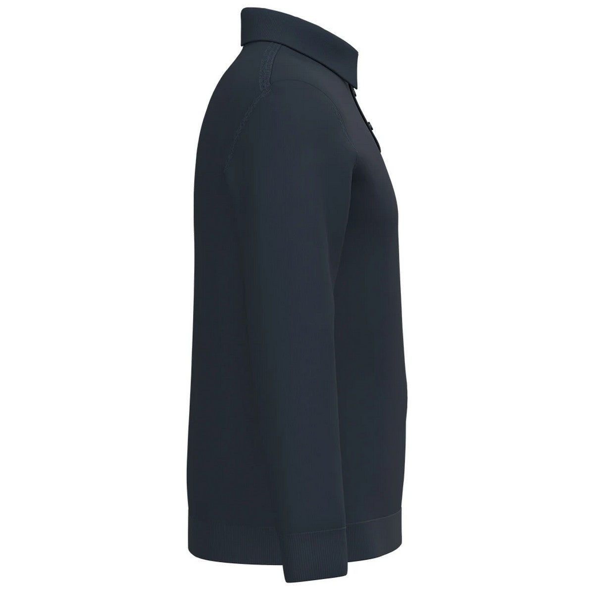 Navy - Side - Spasso Mens Knitted Long-Sleeved Polo Shirt
