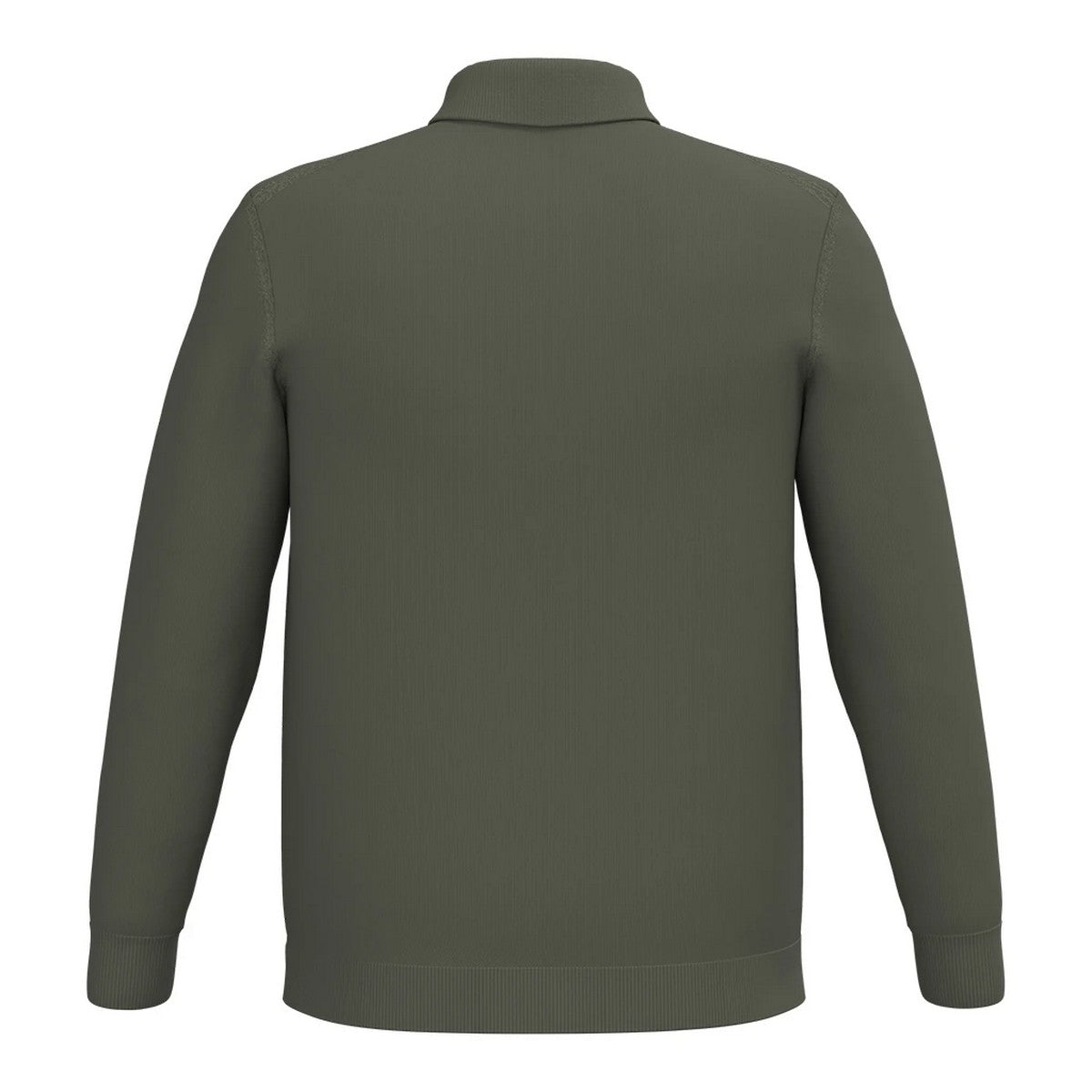 Organic Khaki - Back - Spasso Mens Knitted Long-Sleeved Polo Shirt