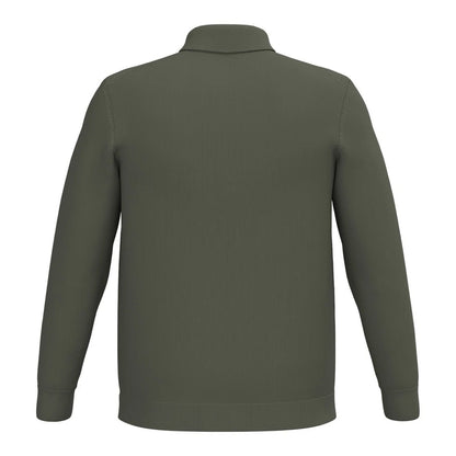 Organic Khaki - Back - Spasso Mens Knitted Long-Sleeved Polo Shirt