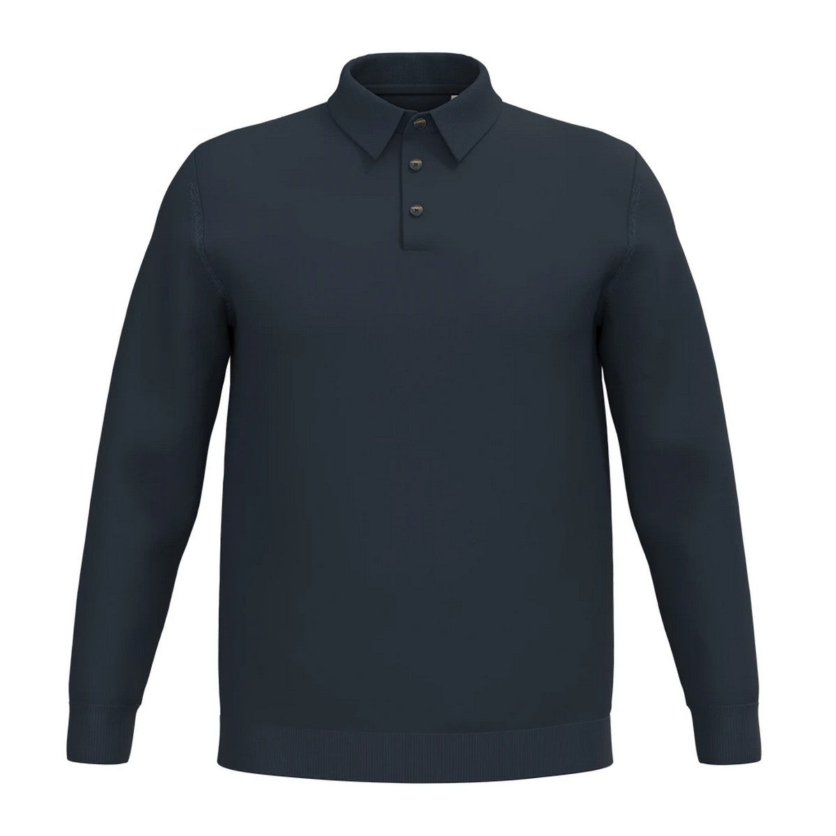 Navy - Front - Spasso Mens Knitted Long-Sleeved Polo Shirt