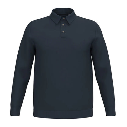 Navy - Front - Spasso Mens Knitted Long-Sleeved Polo Shirt
