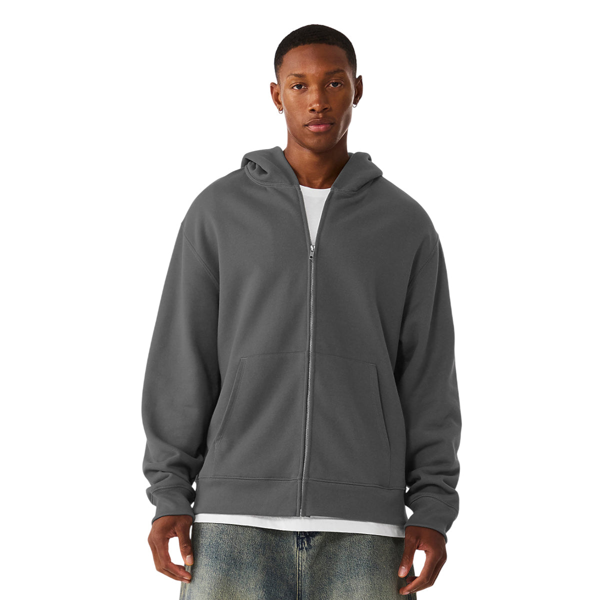 Asphalt - Side - Bella + Canvas Unisex Adult Heavyweight Heavy Full Zip Hoodie