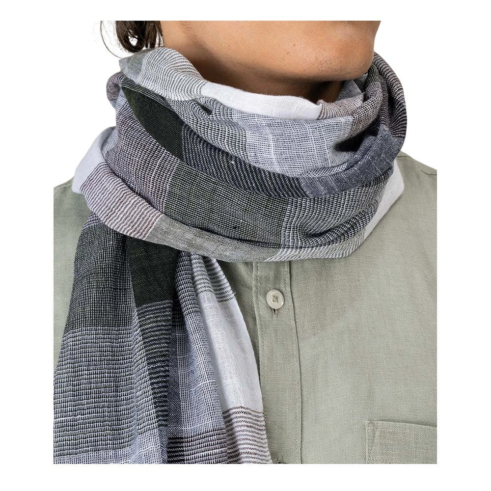 Green - Back - Spasso Checked Cotton Scarf
