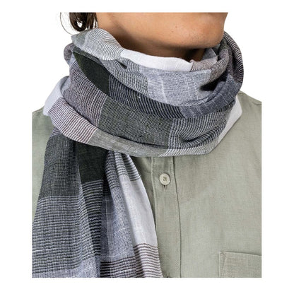Green - Back - Spasso Checked Cotton Scarf