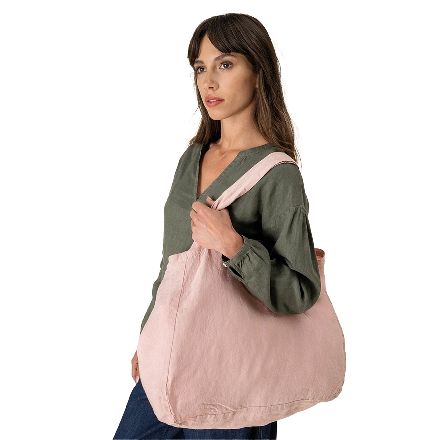 Petal Rose - Back - Spasso Linen Shopper Bag