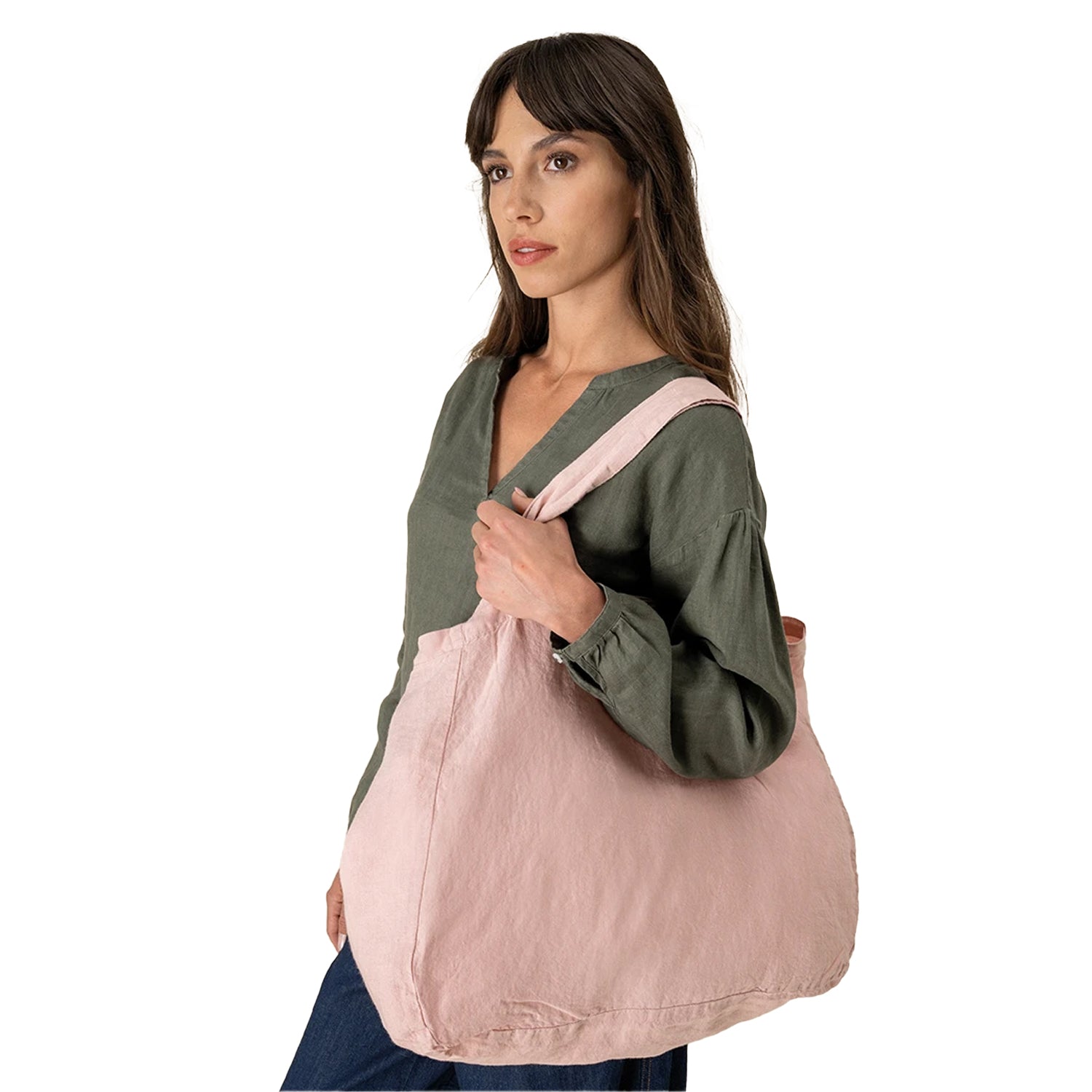 Petal Rose - Back - Spasso Linen Shopper Bag