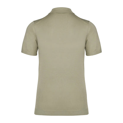Organic Khaki - Back - Spasso Mens Knitted Polo Shirt