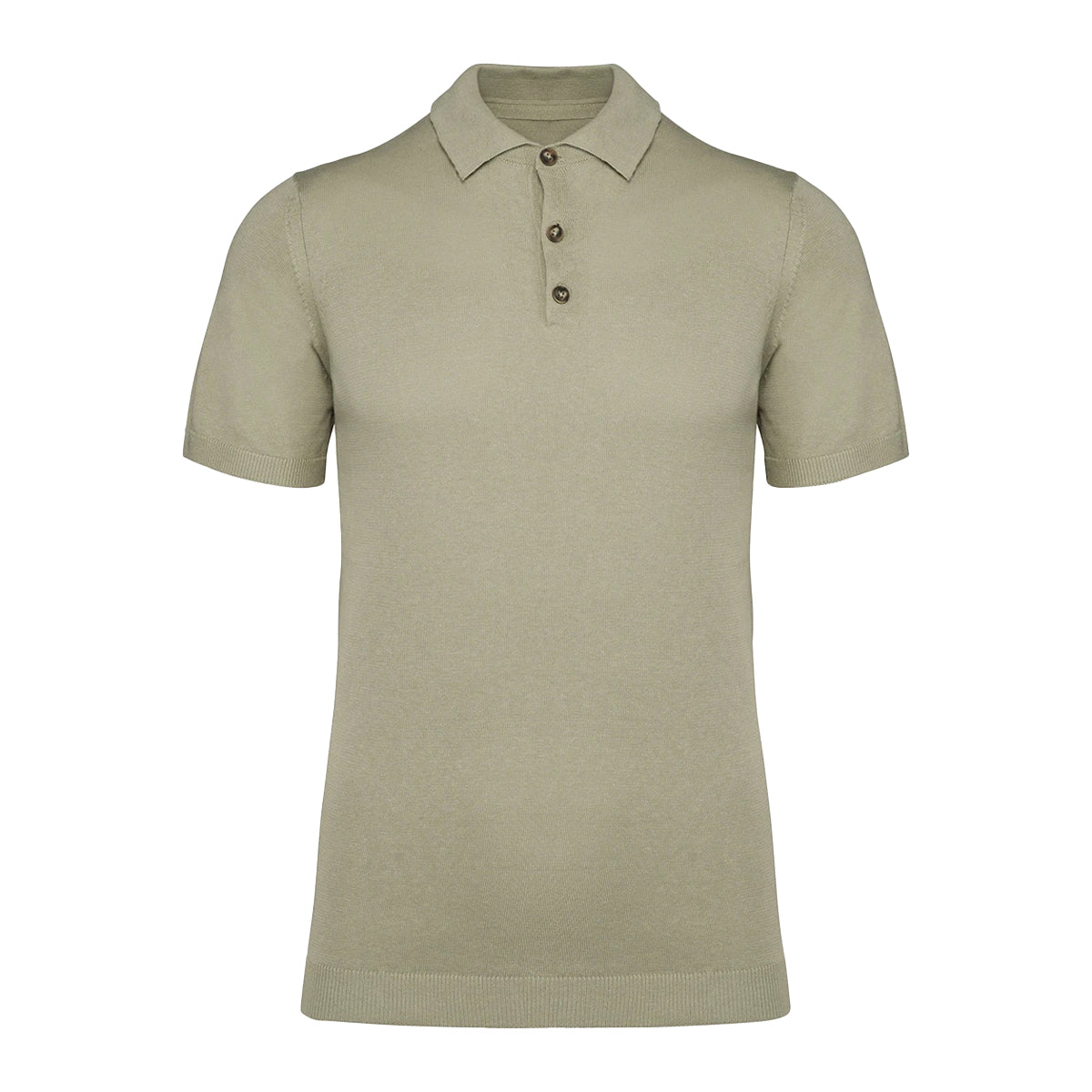 Organic Khaki - Front - Spasso Mens Knitted Polo Shirt