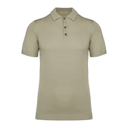 Organic Khaki - Front - Spasso Mens Knitted Polo Shirt