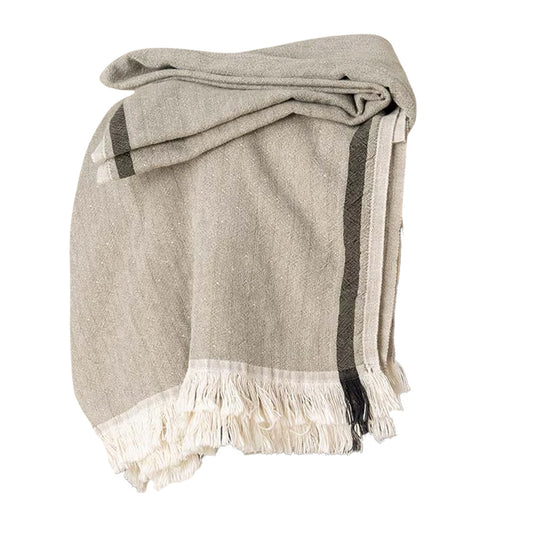 Olive Green Heather - Front - Spasso Stripe Fouta