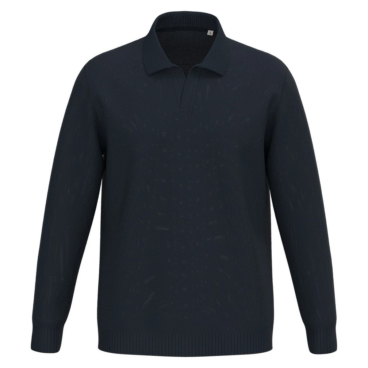 Navy - Front - Spasso Mens Polo Neck Jumper