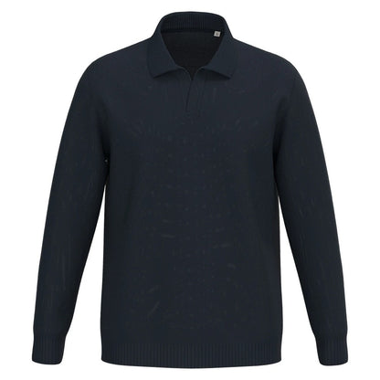 Navy - Front - Spasso Mens Polo Neck Jumper