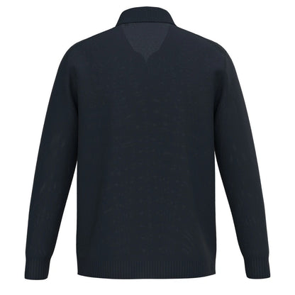 Navy - Back - Spasso Mens Polo Neck Jumper