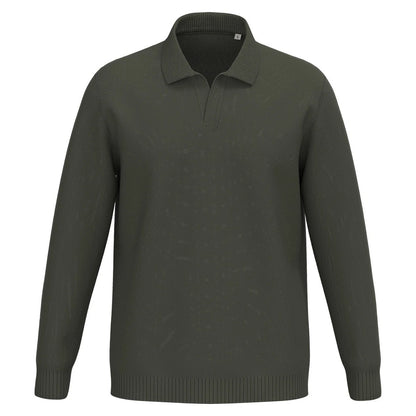 Organic Khaki - Front - Spasso Mens Polo Neck Jumper