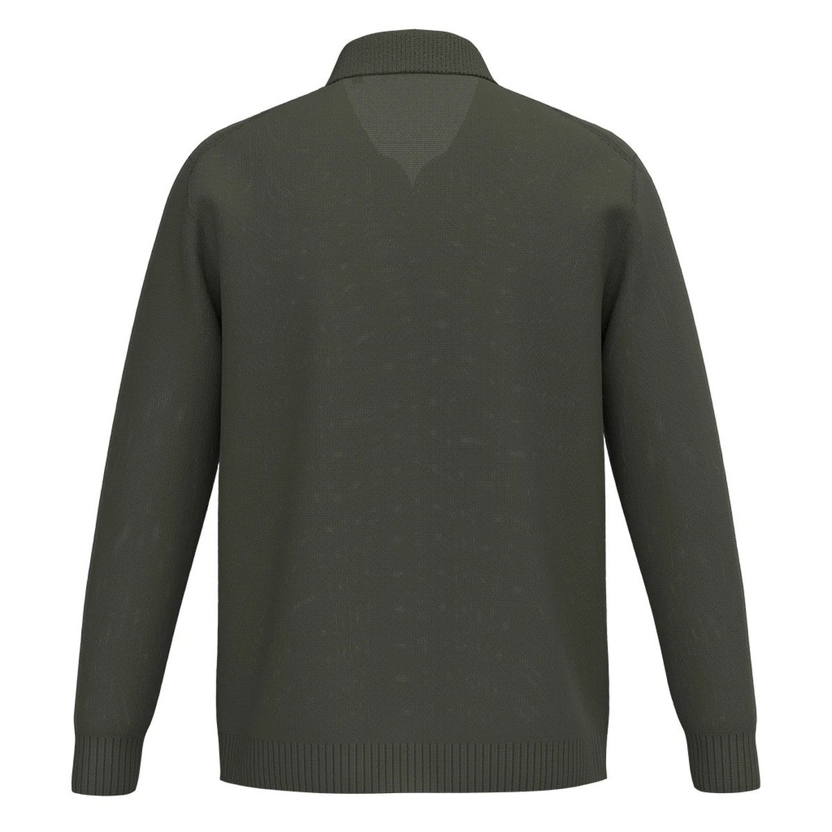 Organic Khaki - Back - Spasso Mens Polo Neck Jumper