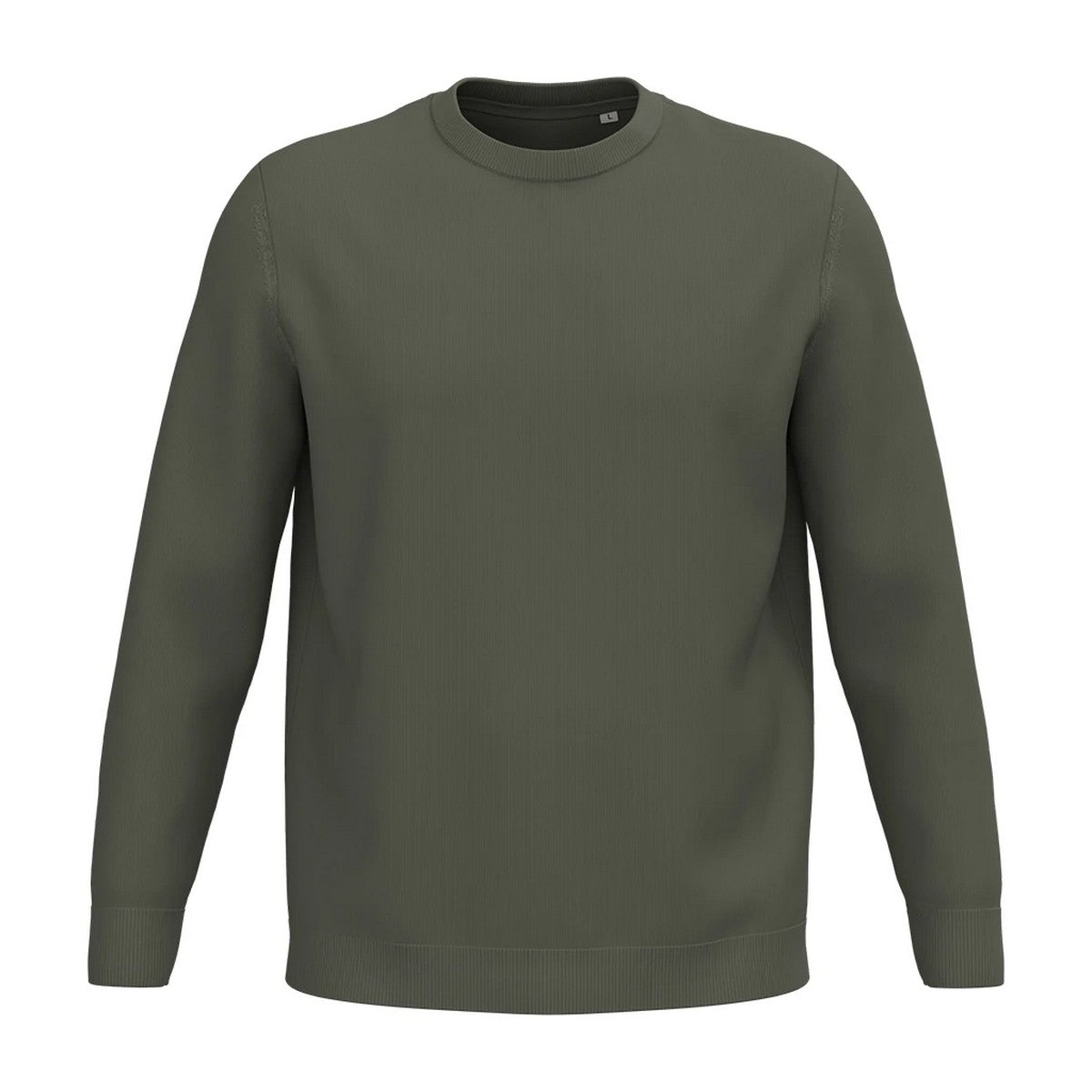 Organic Khaki - Front - Spasso Mens Round Neck Jumper