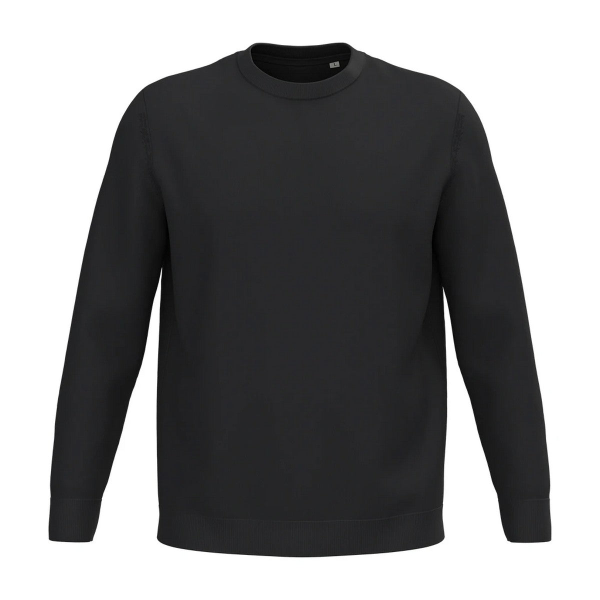Black - Front - Spasso Mens Round Neck Jumper