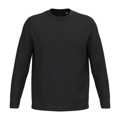 Black - Front - Spasso Mens Round Neck Jumper