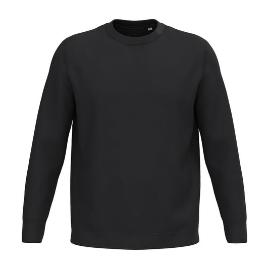 Black - Front - Spasso Mens Round Neck Jumper