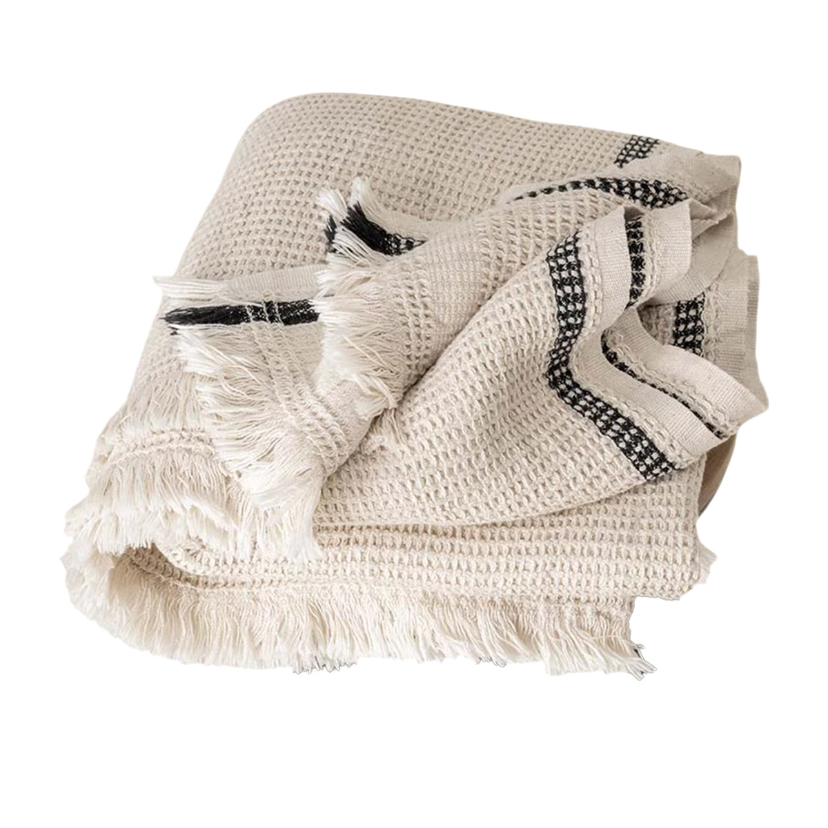 Pampas Beige - Front - Spasso Honeycomb Stripes Fouta