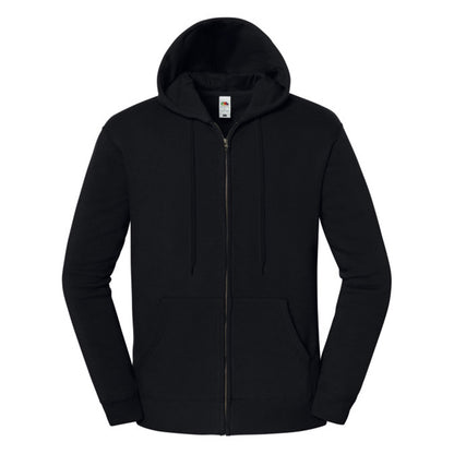 Black - Front - Fruit of the Loom Mens Iconic Premium Hooded Sweat Jacket