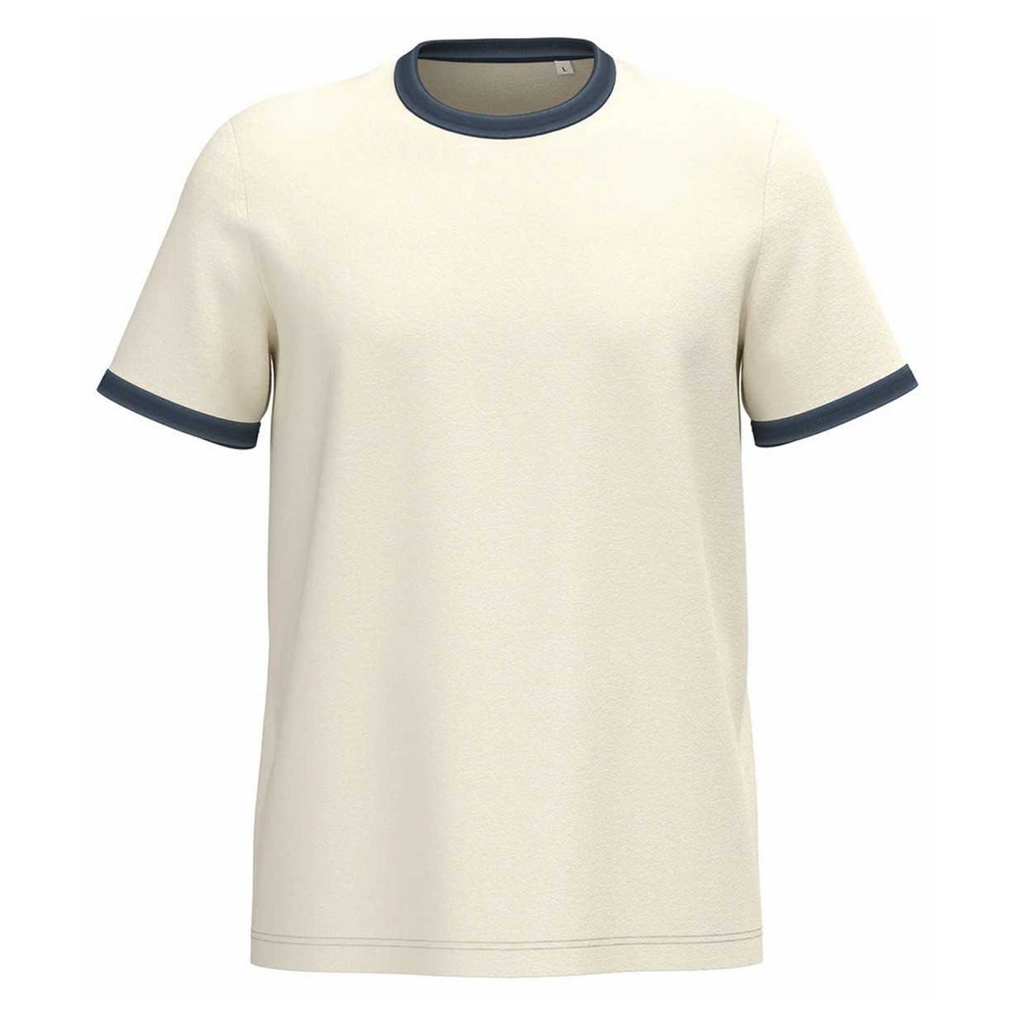Ivory-Washed Navy - Front - Native Spirit Mens Ringer T-Shirt