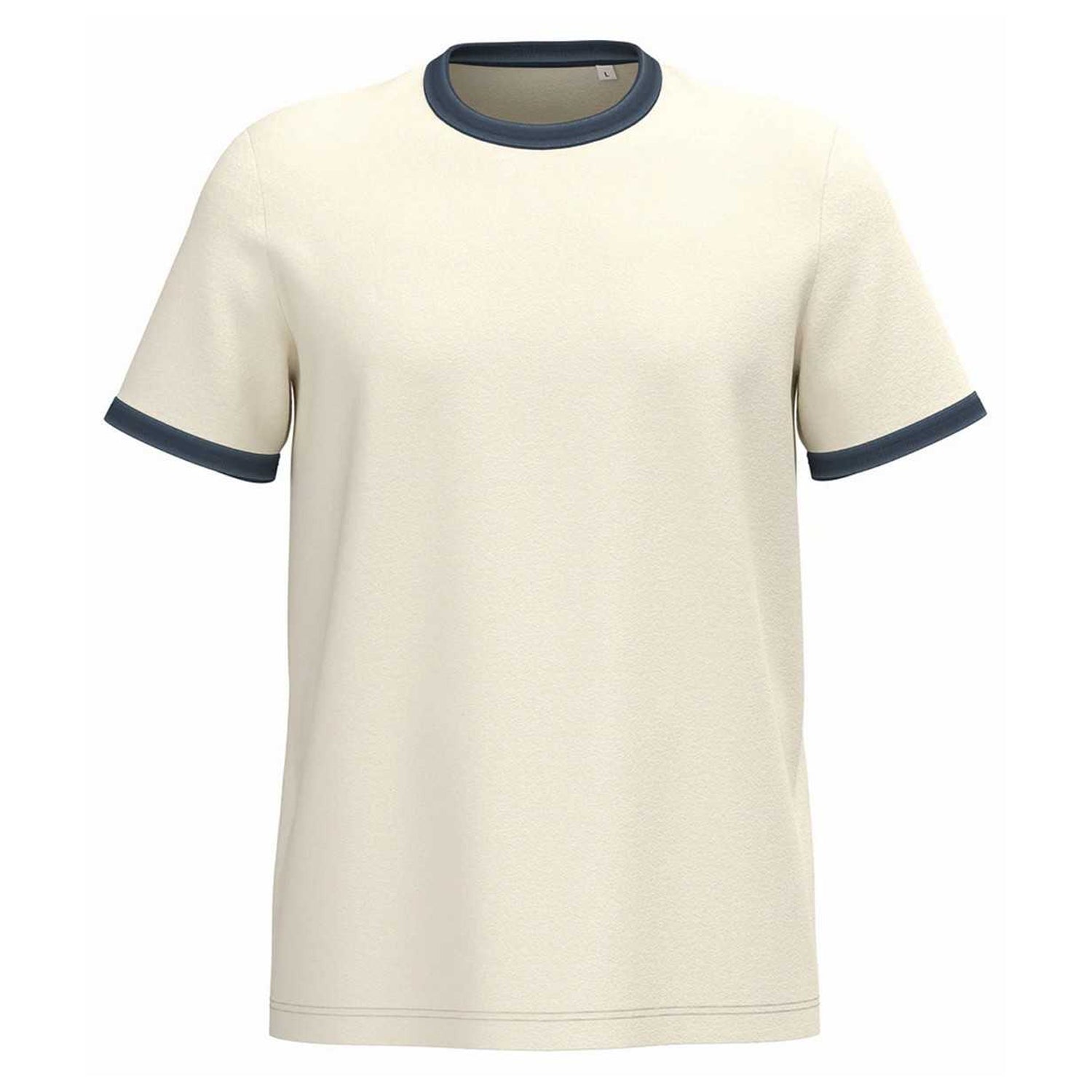 Ivory-Washed Navy - Front - Native Spirit Mens Ringer T-Shirt