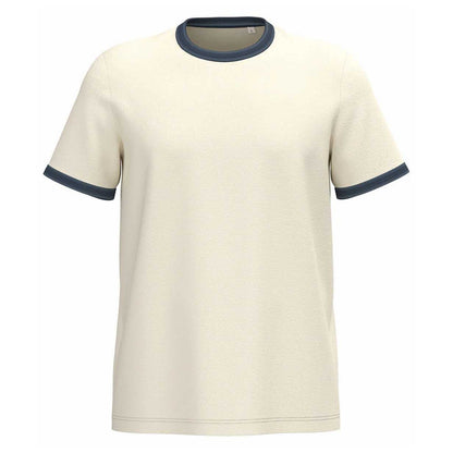 Ivory-Washed Navy - Front - Native Spirit Mens Ringer T-Shirt
