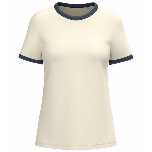 Ivory-Washed Navy - Front - Native Spirit Womens-Ladies T-Shirt