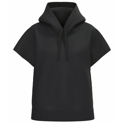 Black - Front - Native Spirit Womens-Ladies French Terry Short-Sleeved Hoodie