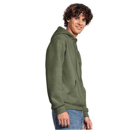 Classic Olive - Side - Fruit of the Loom Unisex Adult Iconic Premium Hoodie