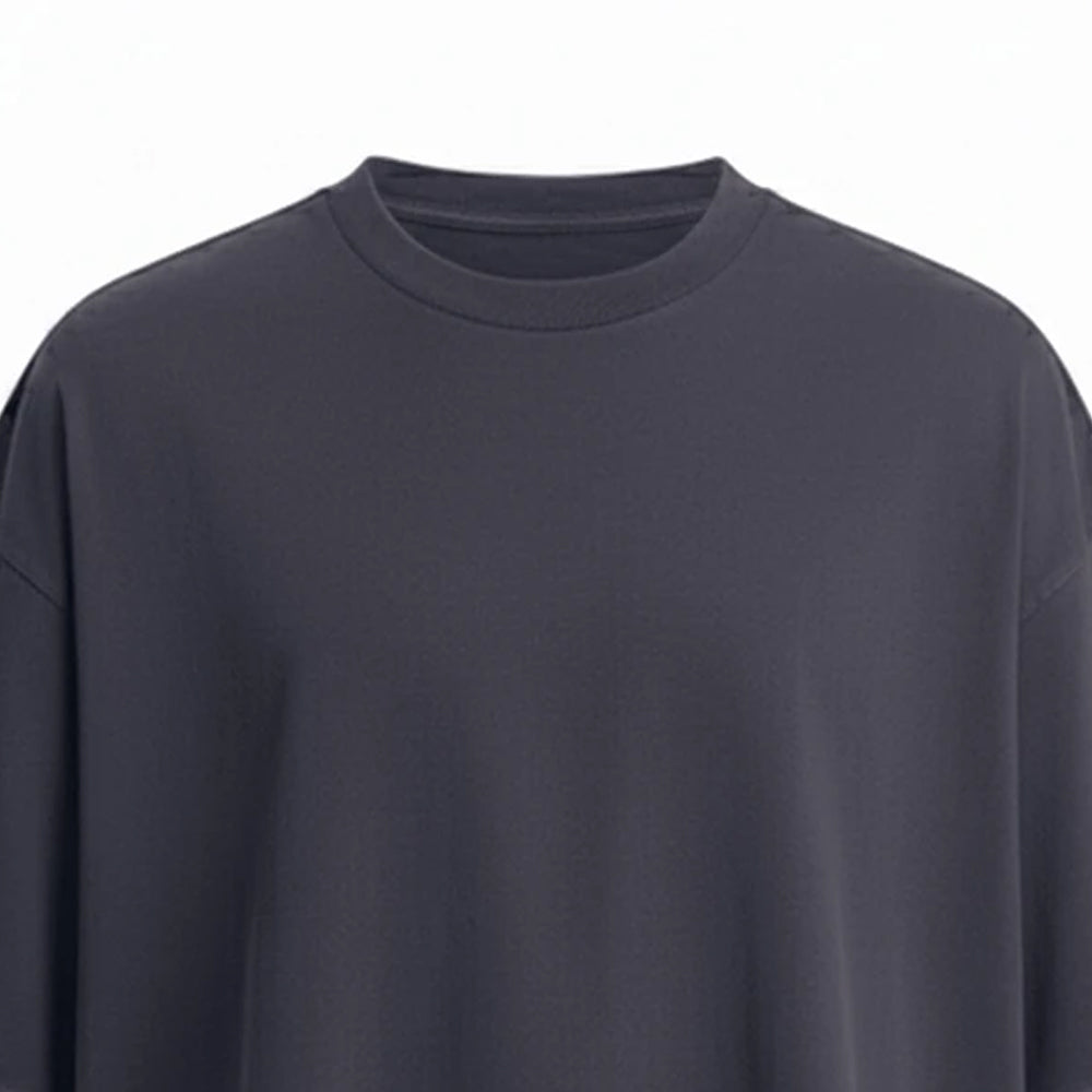 Solid Charcoal - Side - Awdis Mens Boxy Heavyweight Cropped T-Shirt