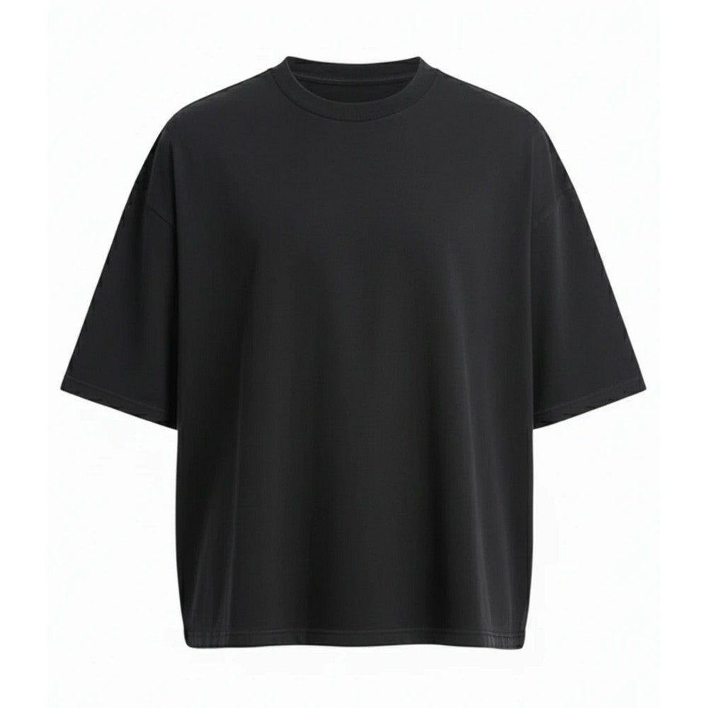 Deep Black - Front - Awdis Mens Boxy Heavyweight Cropped T-Shirt