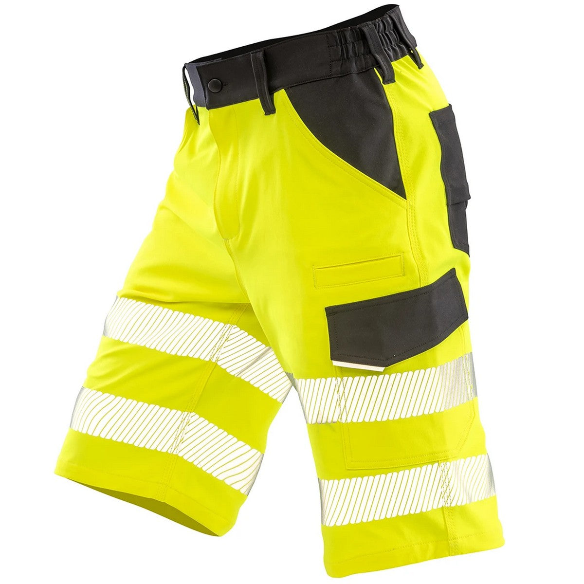Fluorescent Yellow - Side - Result Recycled Mens Dynamic Stretch Shorts