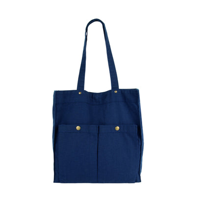 Washed Navy - Front - Kimood Washed Cotton Tote Bag