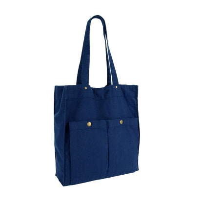 Washed Navy - Back - Kimood Washed Cotton Tote Bag