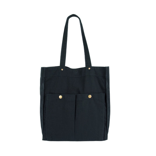 Washed Black - Front - Kimood Washed Cotton Tote Bag