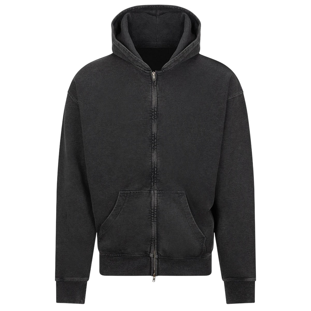 Washed Black - Front - Awdis Mens Vintage Washed Full Zip Hoodie
