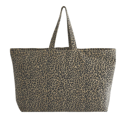 Leopard - Front - Westford Mill Leopard Print Canvas Oversized 35L Tote Bag
