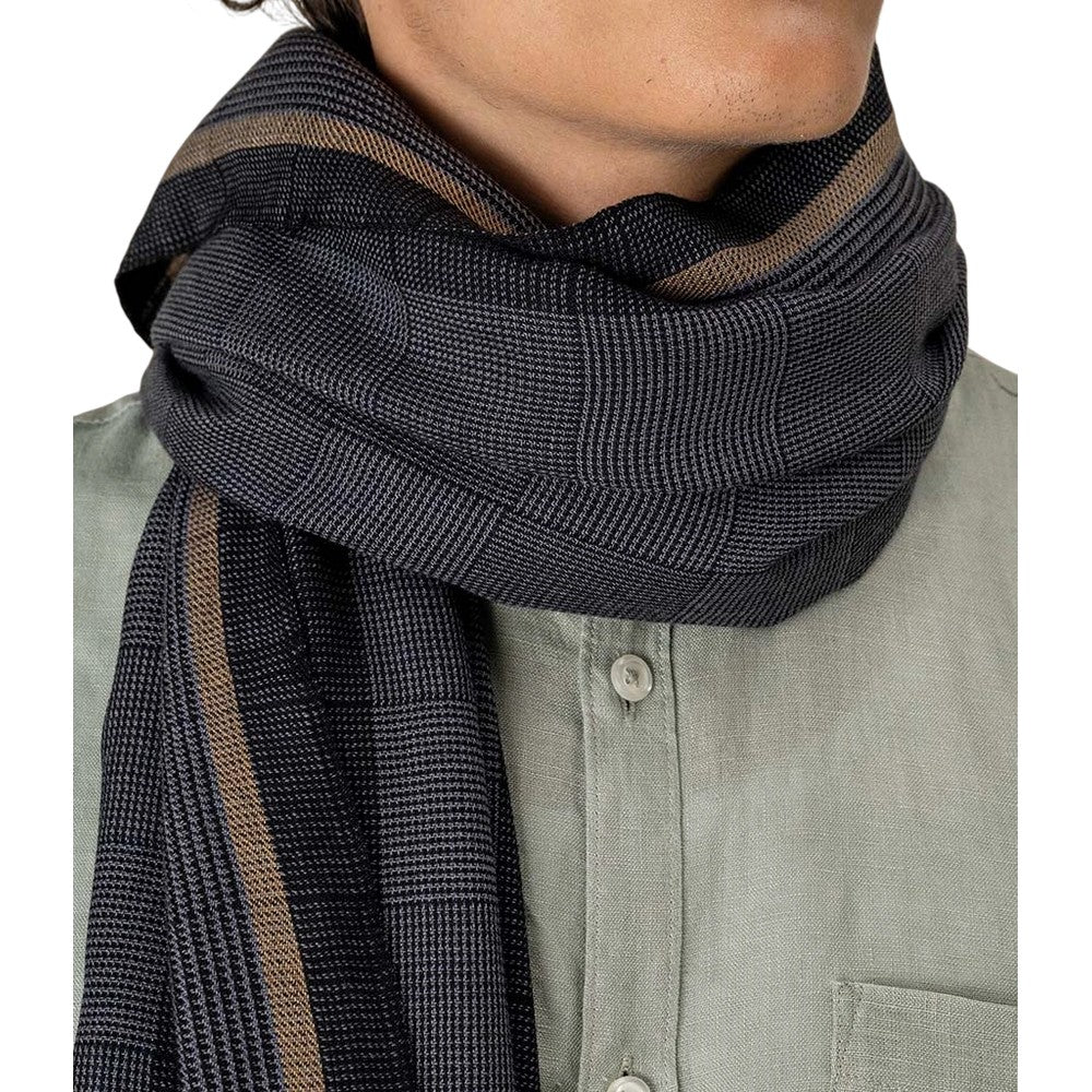 Grey - Back - Spasso Unisex Adult Checked Scarf
