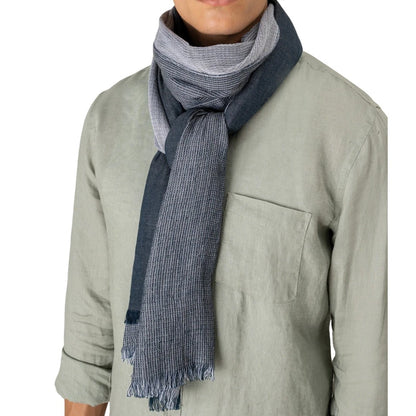 Graphite Blue - Side - Spasso Unisex Adult Striped Cotton Scarf