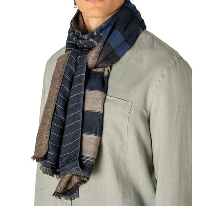 Blue-Brown - Back - Spasso Unisex Adult Twill Reversible Scarf